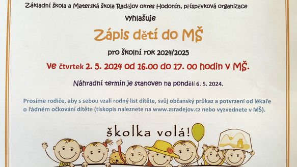 Zápis k předškolnímu vzdělávání